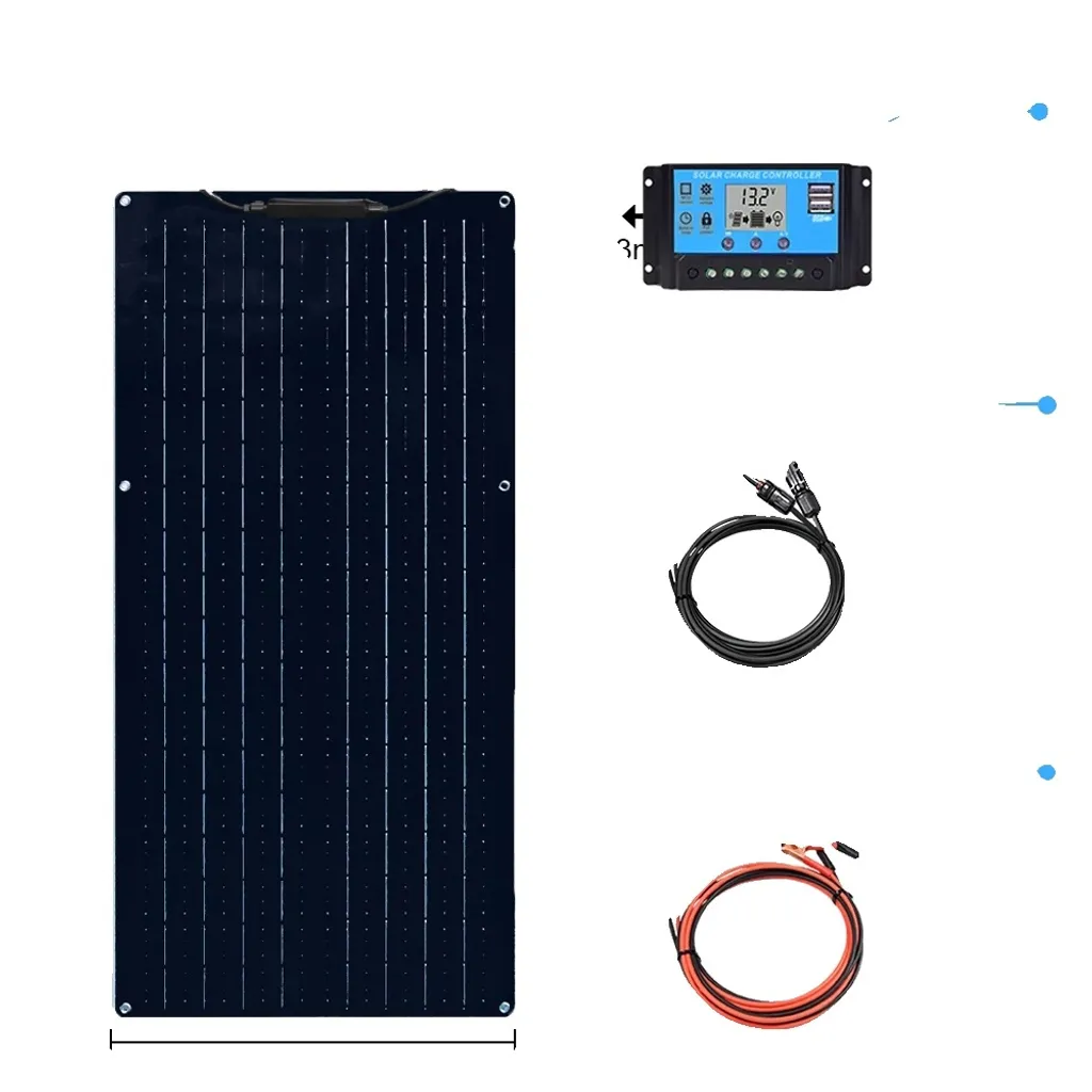Kit Panneau Solaire Monocristallin 50W Noir Flexible Haute Performance