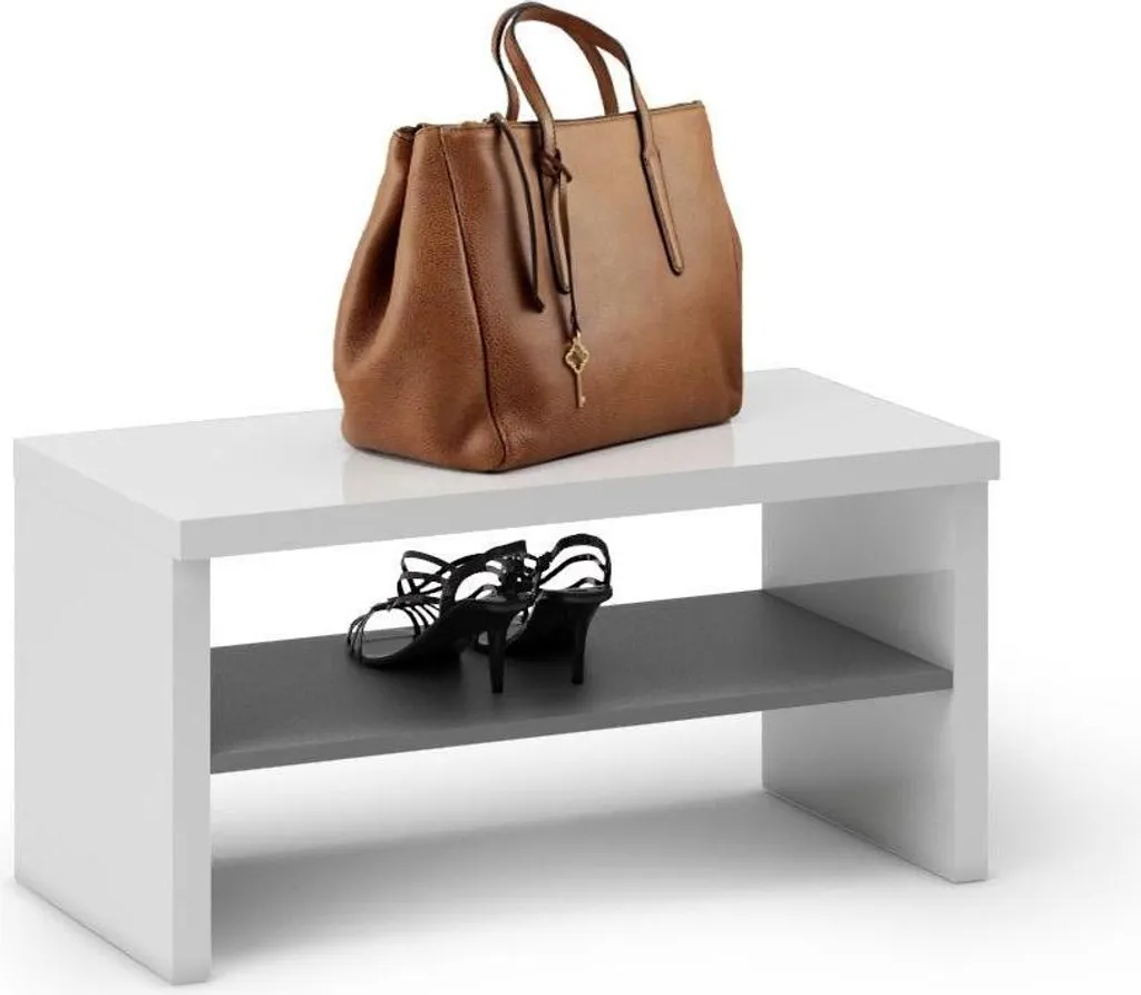 Trivia Meuble d'Entrée Blanc Brillant 80x40cm - 3 Étagères Made in Italy