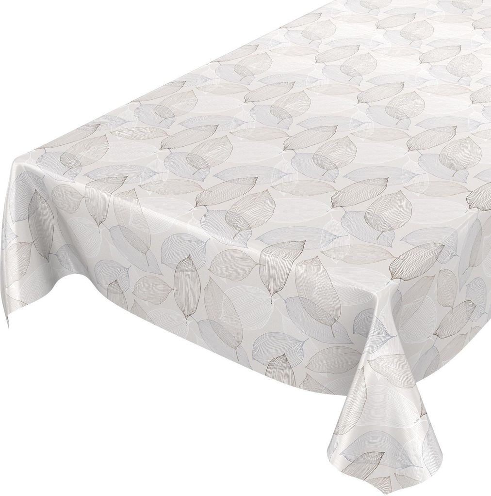 Tischdecke Wachstuch Blumen Beige Robust Wasserabweisend Breite 140 cm Länge 240 cm