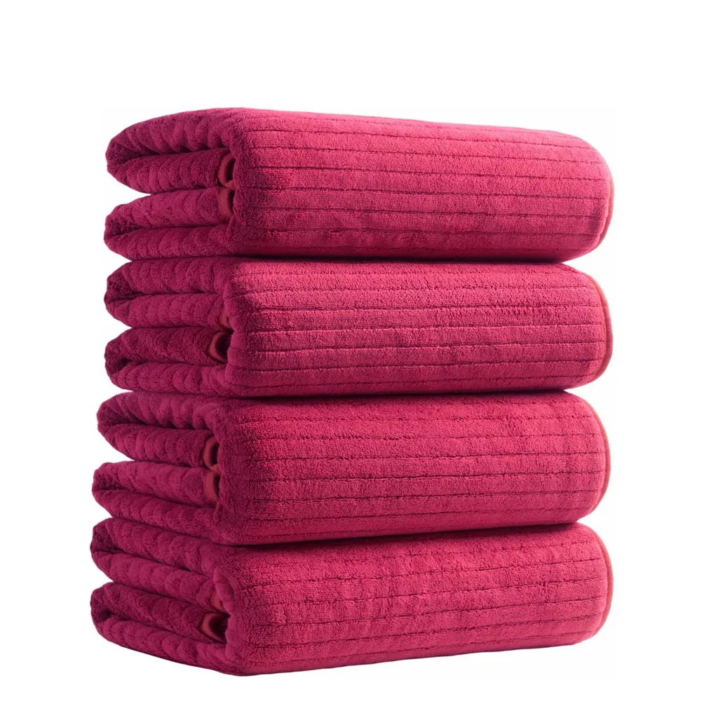 Asciugamani Rosso Mattone 100x200 Set 4 pz - Pile Corallino Luxury - 3