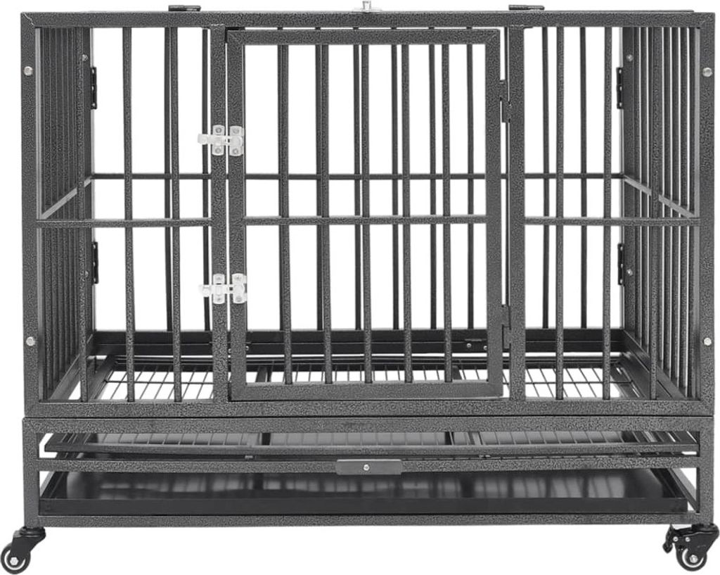 "Winteraktion" Hundekäfig mit Rollen Stahl 102x72x85 cm - Hunde-Transportboxen CC1183