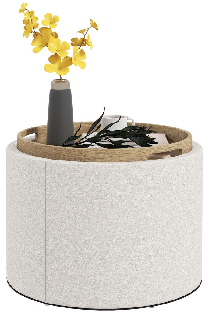 HOMCOM Ottomane Runder Sitzhocker Polsterhocker mit Produktbild 