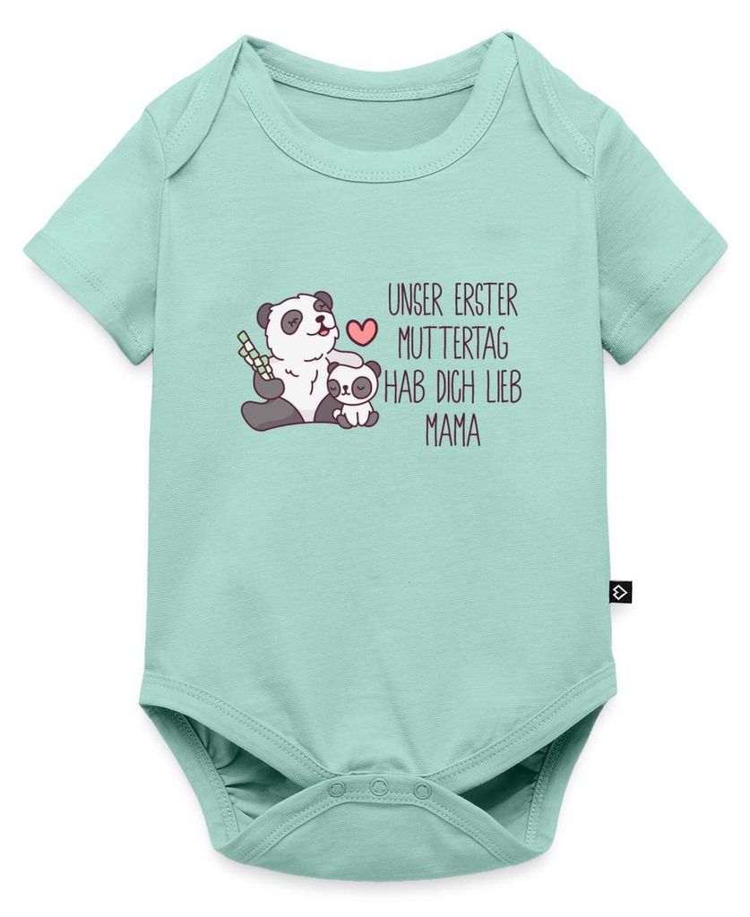 Spreadshirt Erster Muttertag | Panda Hab Dich Lieb Mama Kurzarm Tages Baby Body, 92 (1,5 - 2 Jahre), Mint