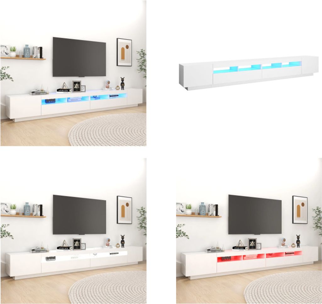vidaXL TV Schrank mit LED Leuchten Weiß 300x35x40 cm - TV-Schrank - TV-Schränke - TV-Schrank Mit LED-Leuchte - TV-Schrank Mit LED-Leuchten