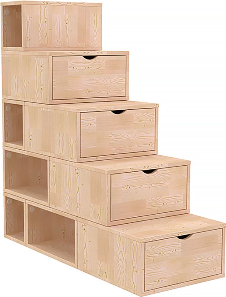 Treppenregal 125 cm - Roh (ohne Lack) Produktbild 