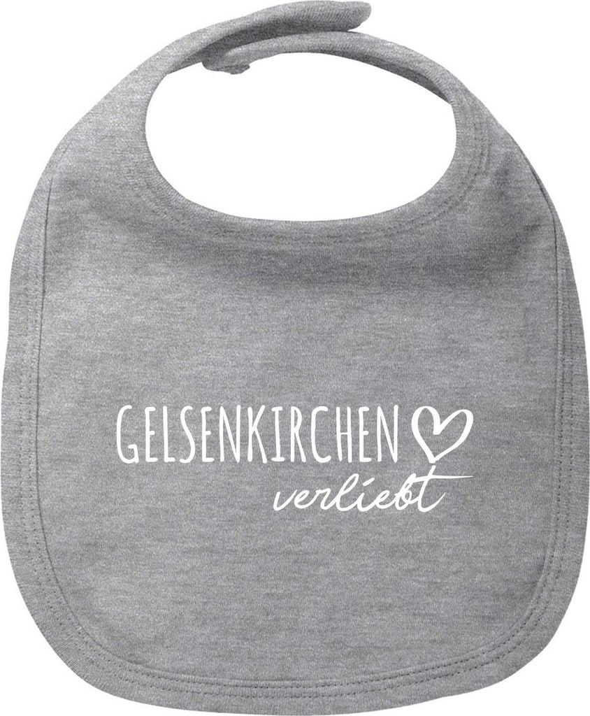 Huuraa Baby Lätzchen Gelsenkirchen verliebt Heather Grey Klettverschluss Baumwolle Latz Geschenkidee
