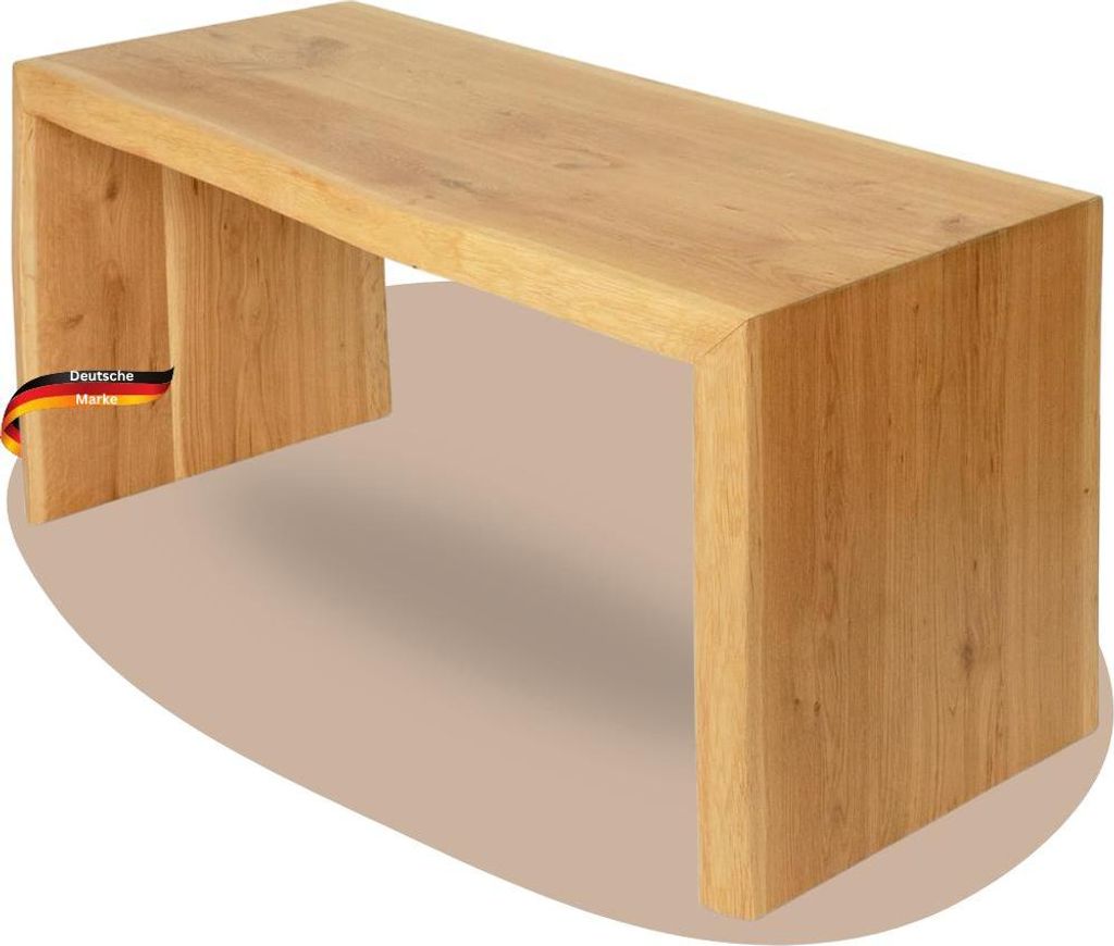 DELUKE Holzbank Sitzbank EGON - Eiche Massiv mit Baumkante | Eichenbank Esszimmer Flur Garderobe Schlafzimmer | 100x40x45cm
