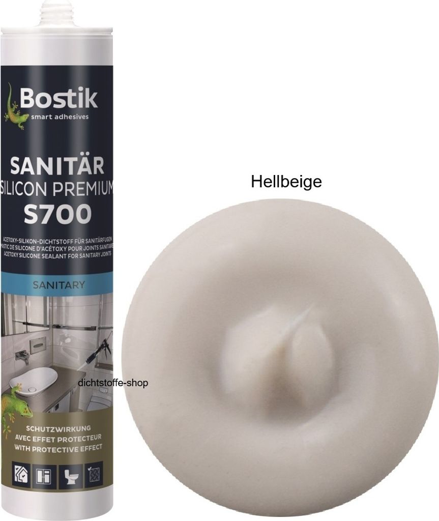 Bostik S700 Sanitärsilicon Premium 300ml Kartusche 1K Silikon Fugen Dichtstoff Hellbeige