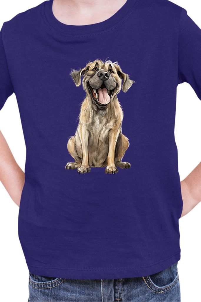 Kinder T-Shirt Funny Dogs Breeds English Mastiff Dog Breed, 7-8 Jahr - 128 / Dunkelblau