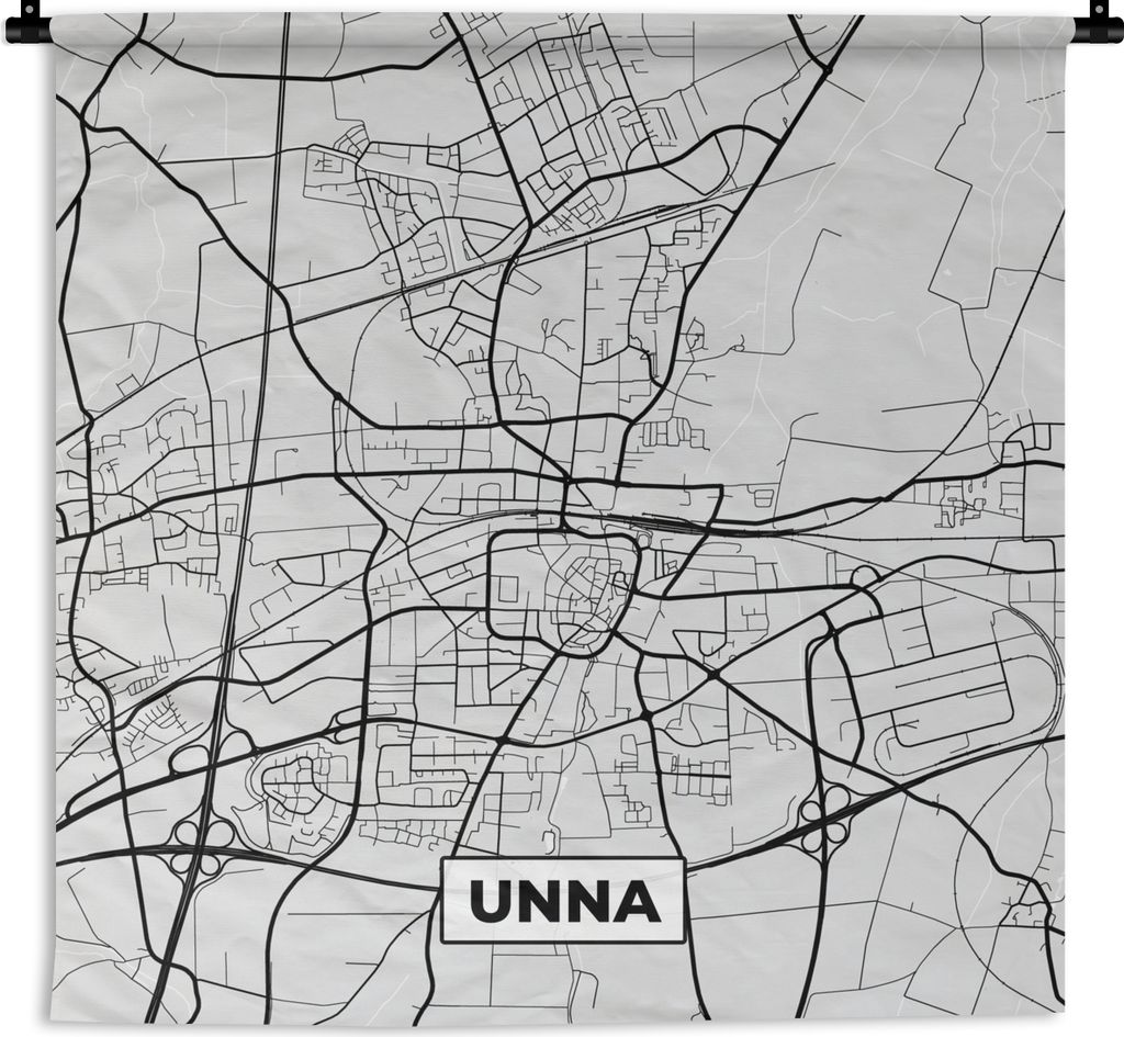 MuchoWow Wandteppich Wandbehang Deutschland - Stadtplan - Unna - Karte 90x90 cm Tapisserie Dekoration Wandtuch - Wandaufhänger
