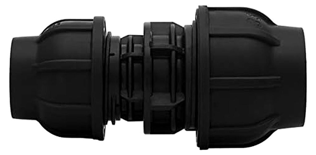 PE Verschraubung Kupplung Ø 25 x 20 mm Reduzierung mit Klemmverschraubung Anschluss 1: 25 mm und Anschluss 2: 20 mm für die Wasserversorgung