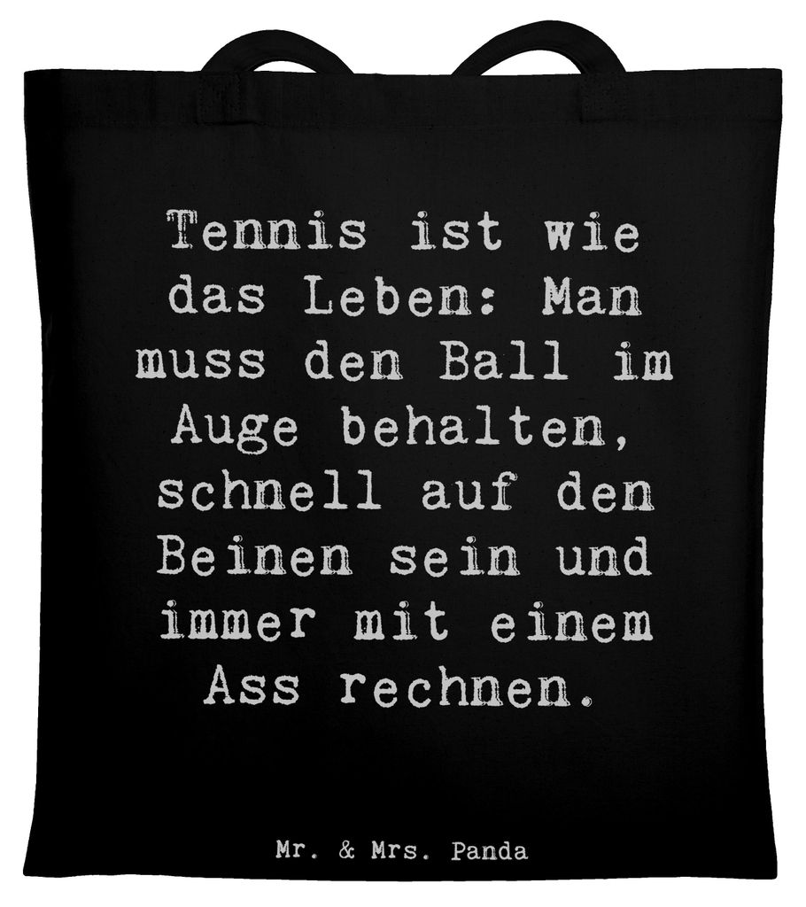 Mr. & Mrs. Panda Tote Bag Spruch Tennis Lebensweisheit - Schwarz - Geschenk, Wachsamkeit, dokumententasche, Sportler, Ausrüstung, festival tasche,...