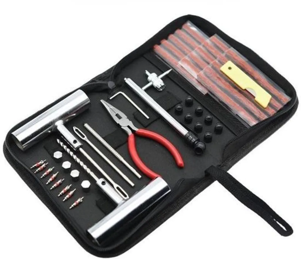 Kit de réparation 46 pièces avec sacoche pour entretien moto et voiture