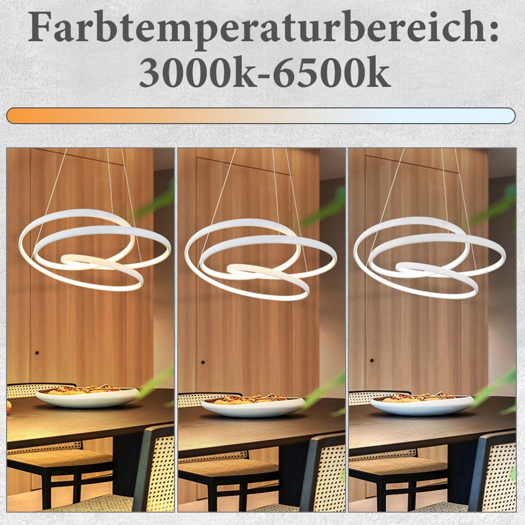 ZMH LED Pendelleuchte Esszimmer Weiß Dimmbar mit Produktbild 6