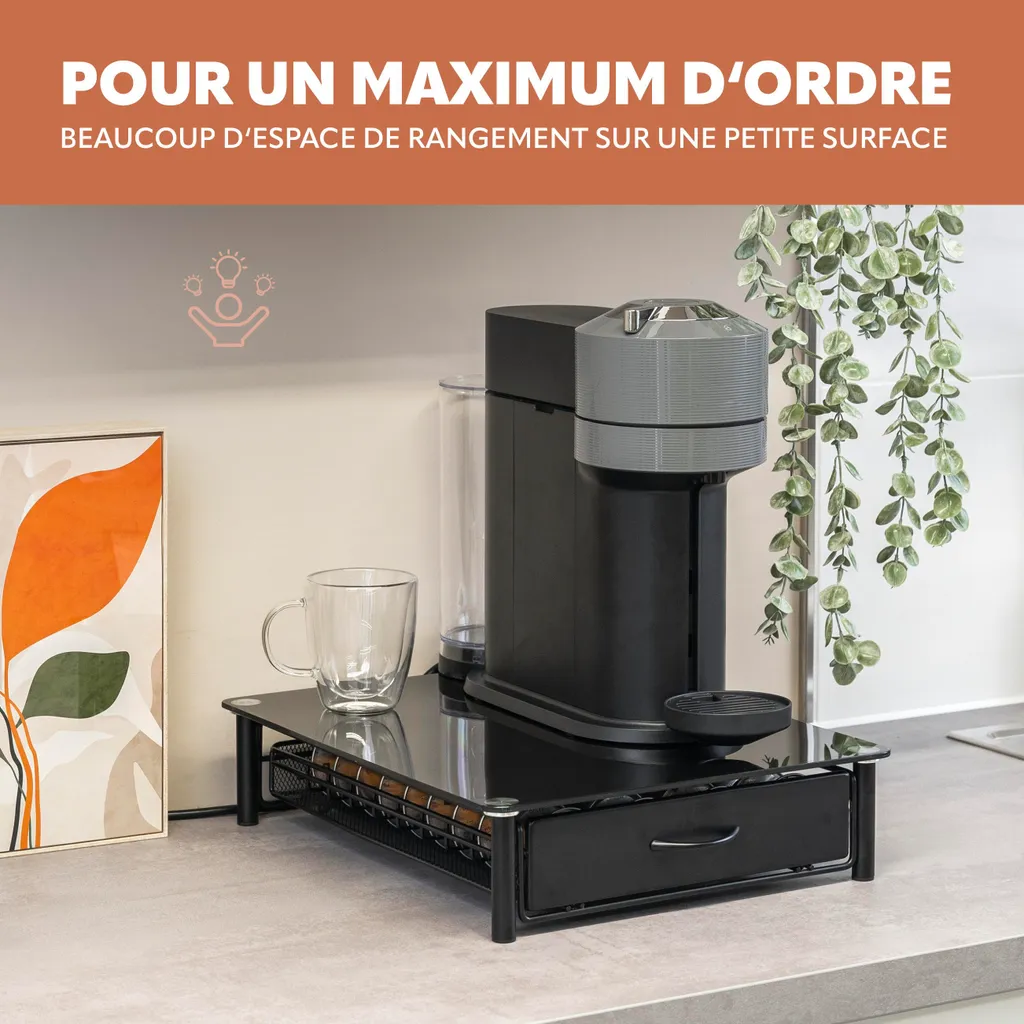 Rangement capsules Nespresso Vertuo - Support de Machine pour Plan Travail