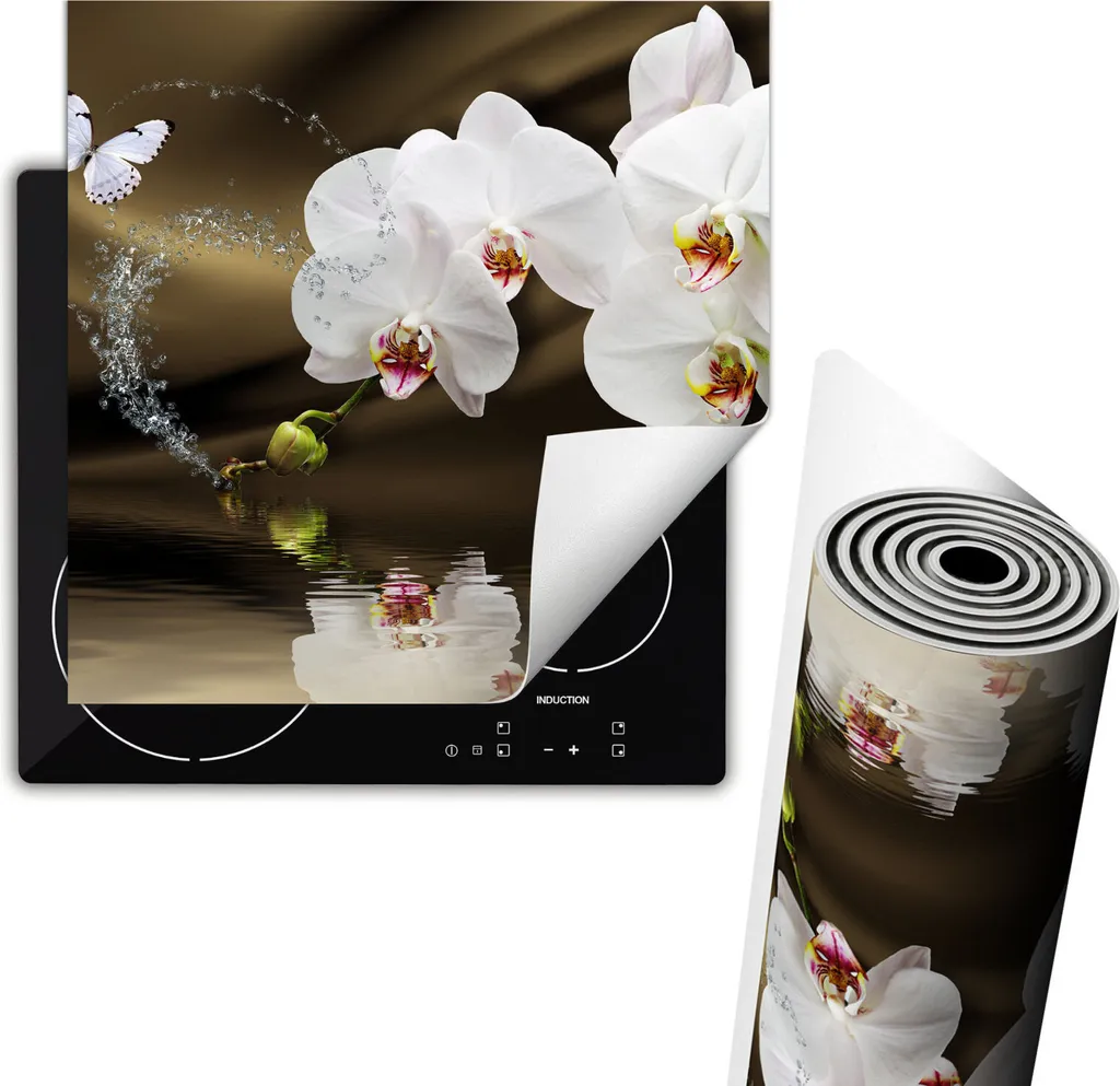Piastra Copri Fornelli 60x52 cm Orchidea - Vetro Temperato Antiscivolo