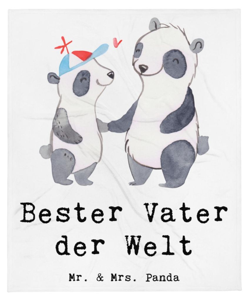 Mr. & Mrs. Panda Decke Panda Bester Vater der Welt - Weiß - Geschenk, Geschenkidee, Bettüberwurf, Mann, Familie, Papa, Eltern, Sofaüberwurf, Tag...