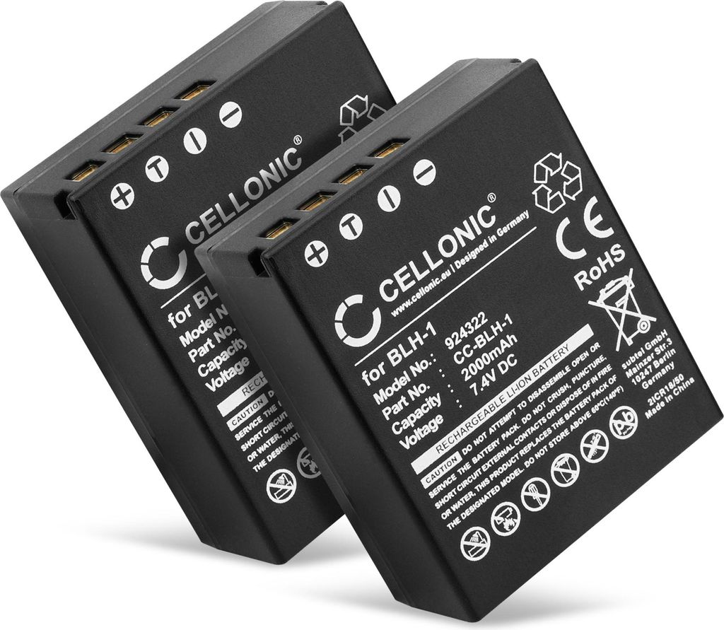 CELLONIC 2x Akku für Kamera Kompatibel mit Olympus OM-D E-M1 Mark II, OM-D E-M1 Mark III, OM-D E-M1X, BLH-1 - (2000mAh, 7.4V)