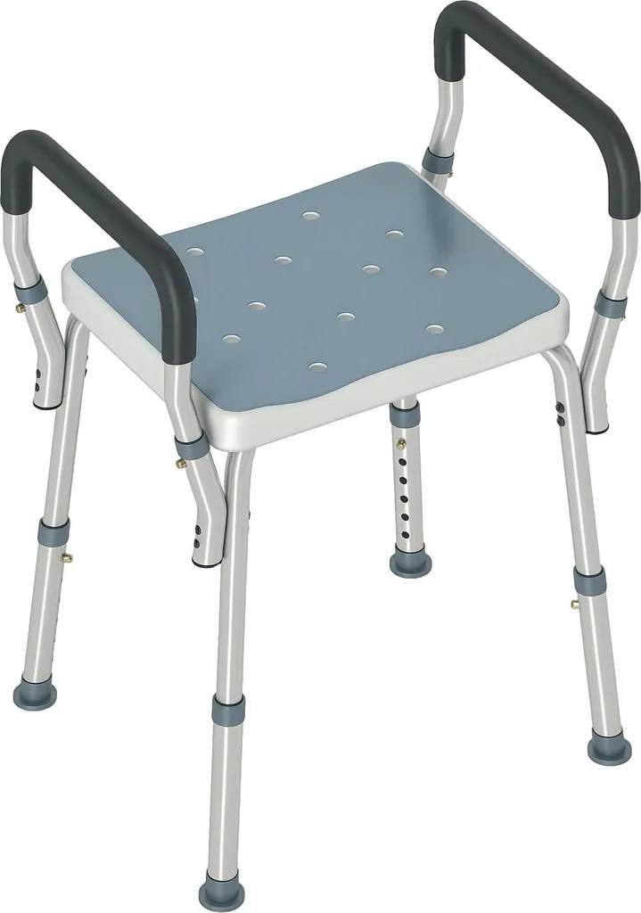 Tabouret de douche antidérapant avec pieds fixes pour senior - Bleu