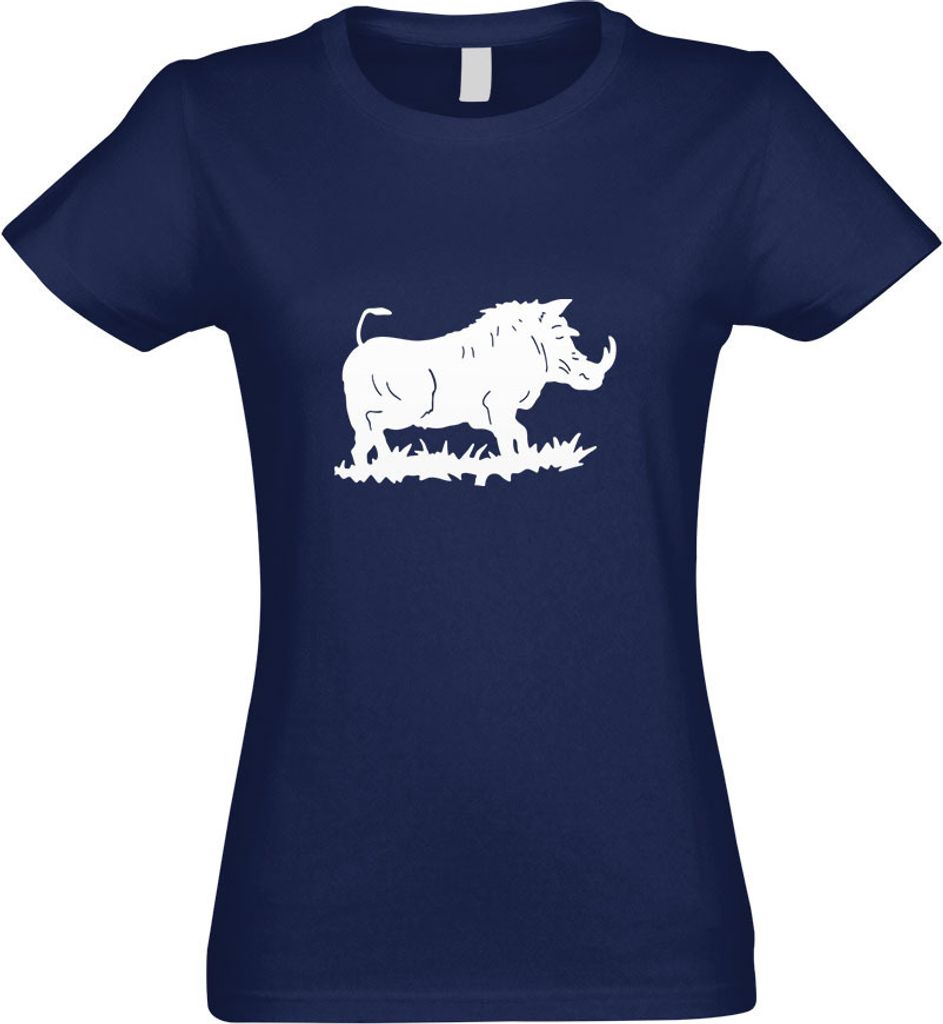 Kiwistar - T-Shirt tailliert - Damen - Navy - Wildschwein Motiv 2 - Keiler - mit Motiv Bedruckt - Funshirt Design - Sport - Freizeit - Damen - L