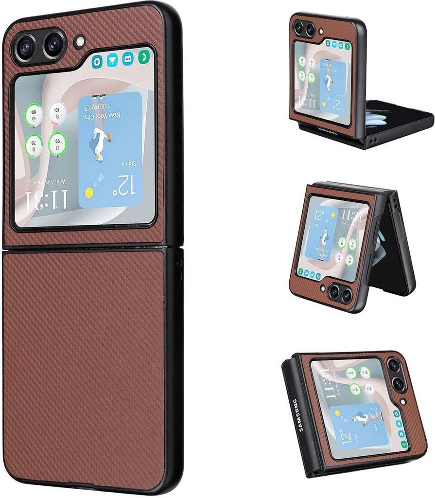 König Design Hülle kompatibel mit Samsung Galaxy Z Flip5 5G Kunststoff Soft Handyhülle - Handy Case Braun
