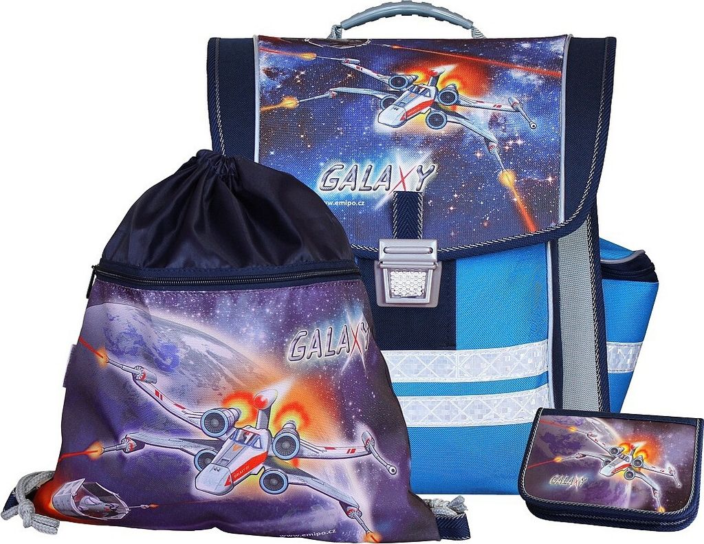 Coole Schultasche Schulranzen Galaxy mit Federmäppchen und Turnbeutel
