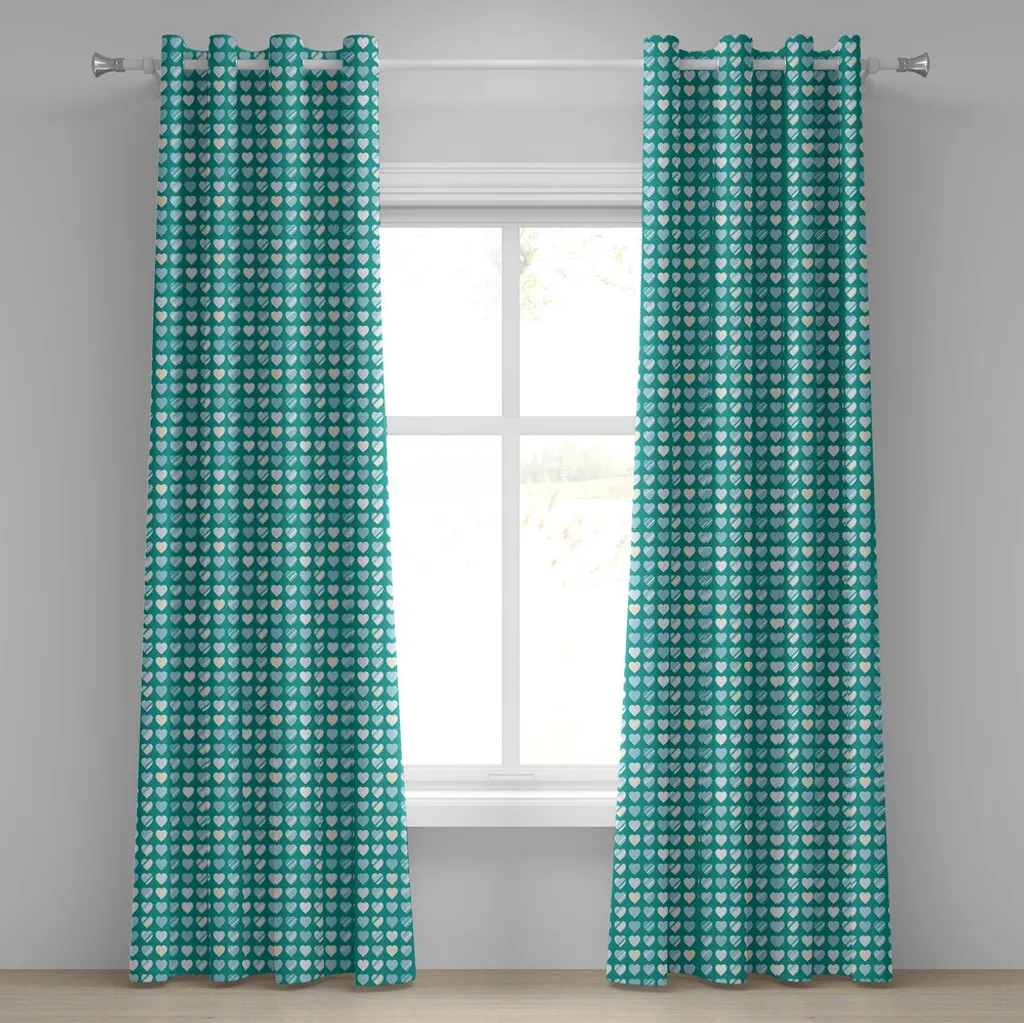 Rideaux décoratifs à 2 panneaux motif cœur universel 280x245 cm vert