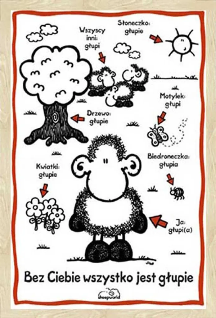 Affiche Sheepworld sous Cadre Shinsuke Vitre Acrylique Finition Chêne