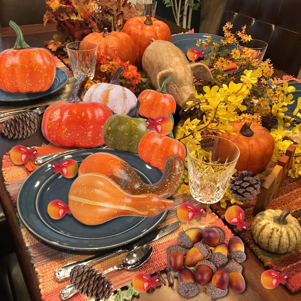 96 Stück künstliche Kürbisse Deko Halloween Thanksgiving