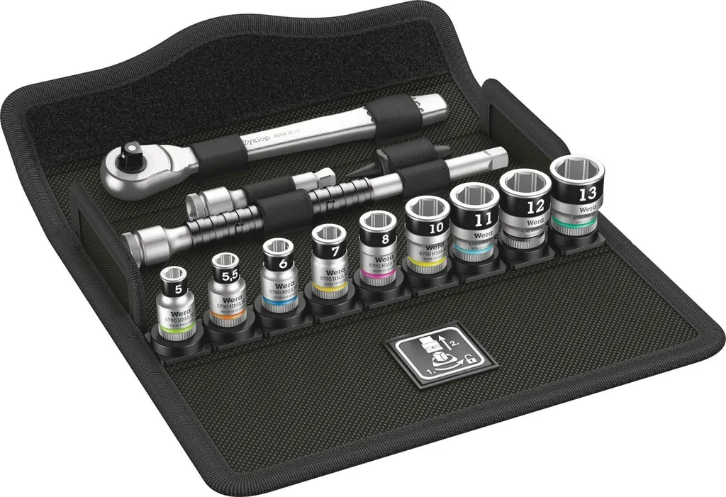 Set di chiavi a bussola 8100 SA 12 HF Cyclops 13-pz.1/4 pollici AF 5-13mm Z.72 6CT WERA