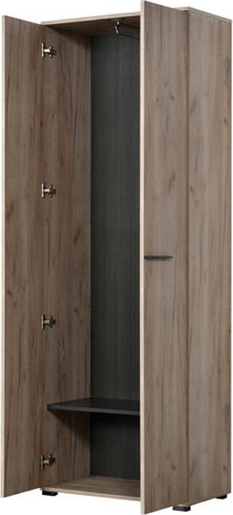 Dmora Kleiderschrank 2 Türen Pinasca 68x195h cm Braun Eiche Knoten, Ein Regal Kleiderstange