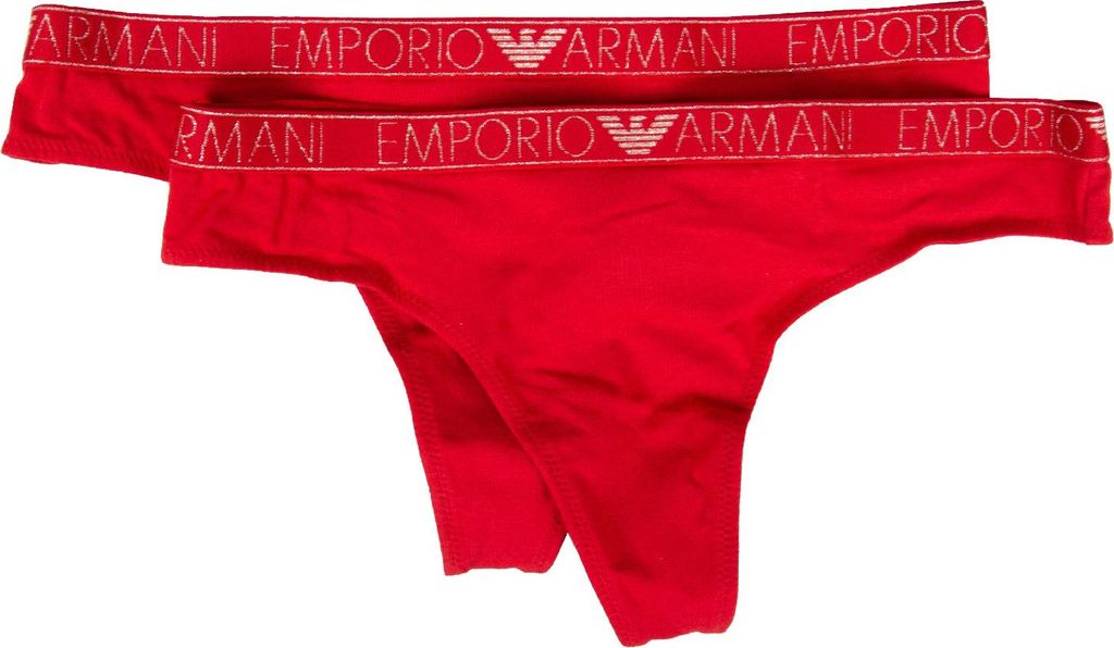 EMPORIO ARMANI Damen-Tanga 2-teiliger Tanga aus sichtbarer elastischer Baumwolle Artikel 163333 3F223, US/UK M / IT III / CN 165/70, Cotone 95%,Ela...