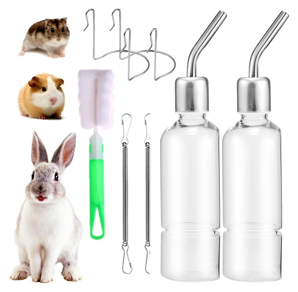 Trinkflasche für Meerschweinchen und Kaninchen – Auslaufsichere Trinkflasche für Nager – Robuste Hasentränke mit Edelstahl-Nippel – Winter...