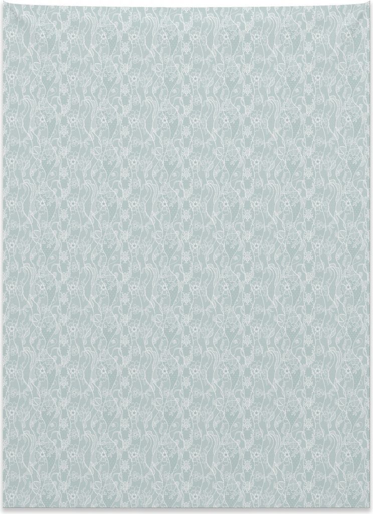 Abakuhaus Jahrgang Wandteppich, Blumenspitze-Muster aus Weiches Mikrofaser Stoff Kein Verblassen Klare Farben Waschbar, 110 x 150 cm, Seafoam Weiß