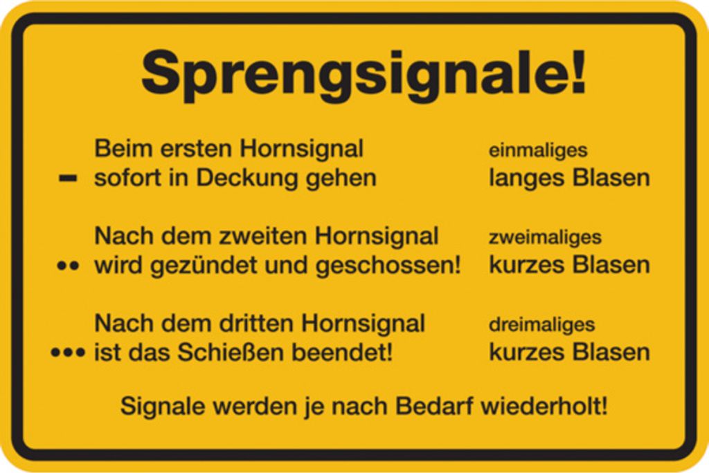 Dreifke Hinweisschild, Sprengsignale! | Alu geprägt | 300x200 mm, 1 Stk