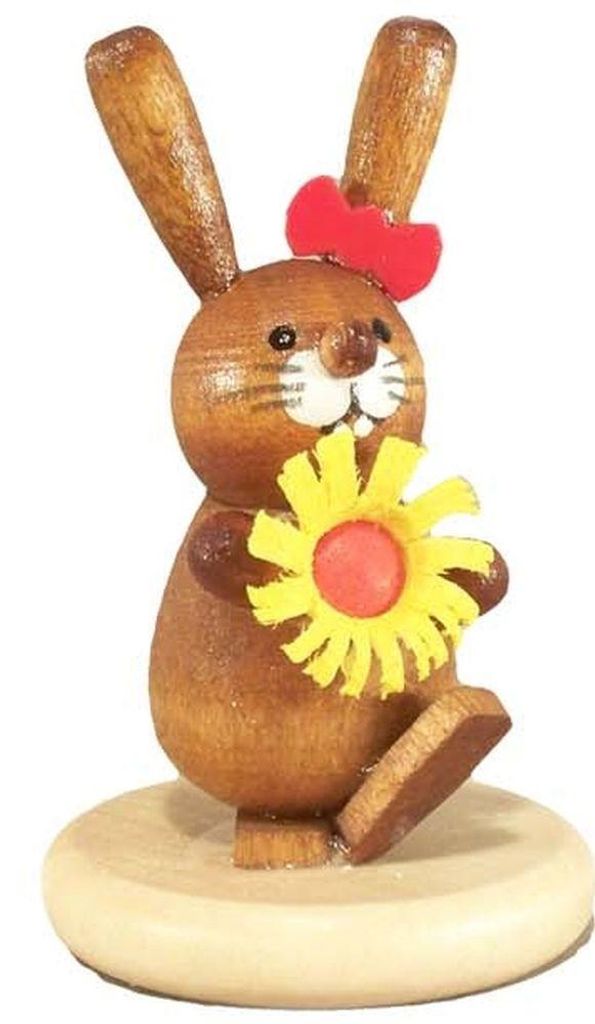 Osterdekoration Osterhäsin mit Blume natur BxHxT 3,2x5x3,2cm NEU