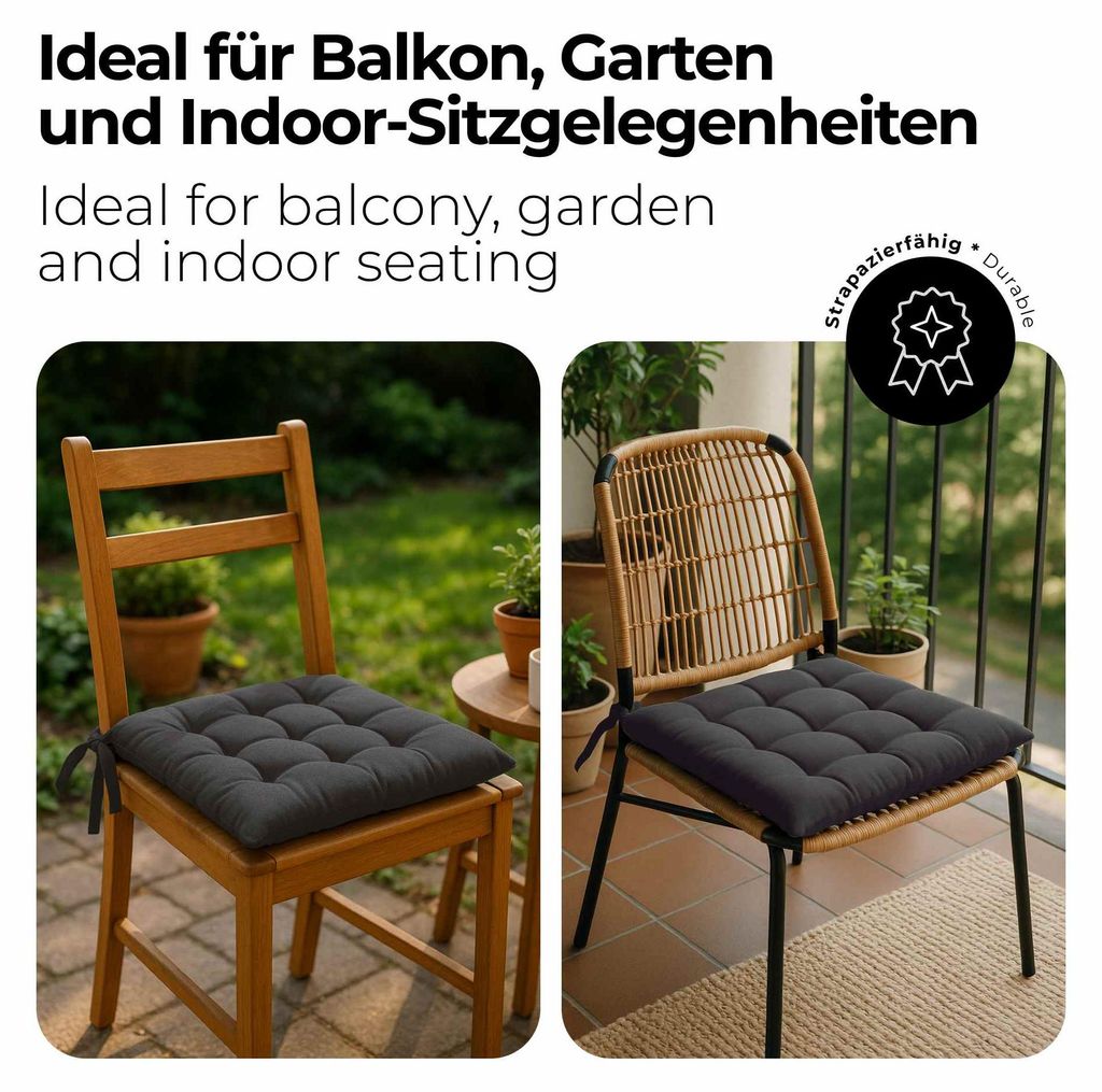 Anthrazit Sitzkissen 40x40cm 4er Set