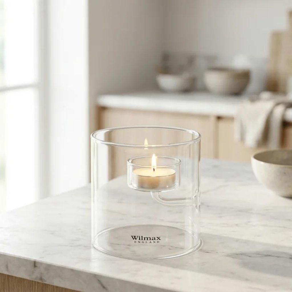 Wilmax Teelichthalter 9 cm Glas Transparent WL-888904/A Produktbild 