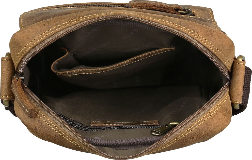 Greenburry Vintage Umhängetasche - Ledertasche 21,5x9,5x25cm Im Used Look