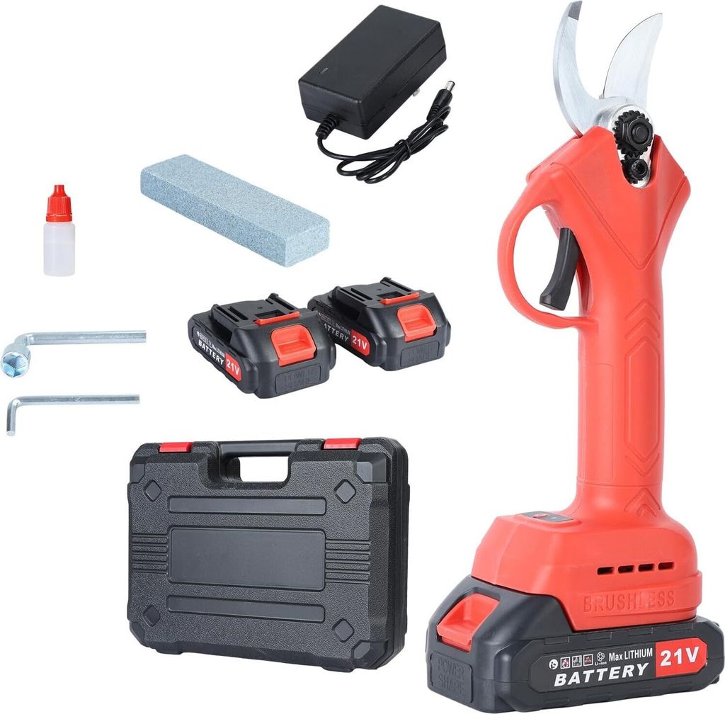 Elektrische Astschere, kabellose Gartenschere mit scharfer Klinge, elektrische Astschere, Baumschere mit 2 wiederaufladbaren Batterien, 25mm Schnittdu