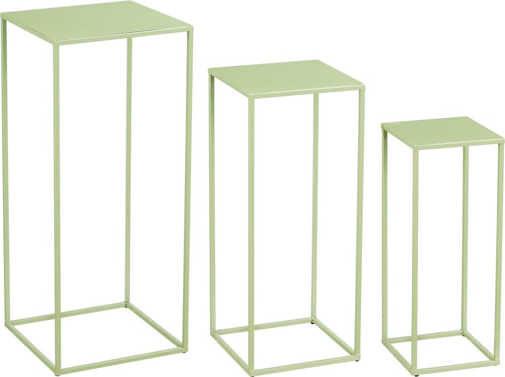 Mica Decorations Quinty Beistelltisch - 3er-Set - L30 x B30 x H70 cm - Eisen - Hellgrün