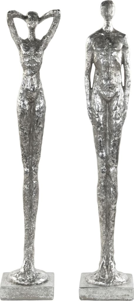 SKULPTUR "MILLENIUM" | Mann & Frau, Poly | silber Dekofigur