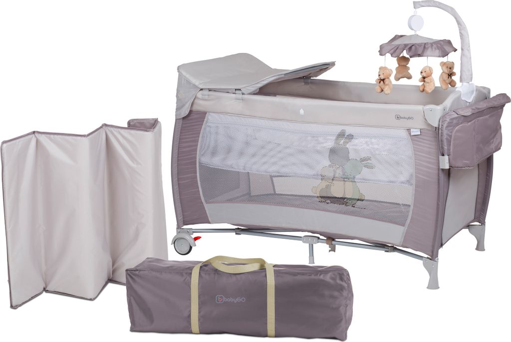 BabyGo Sleeper Deluxe, Beige, inkl. Wickelauflage