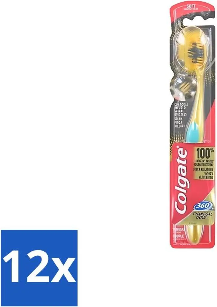 Spazzolino Colgate 360 Gold Charcoal Soft - Pack 12 pz Professionale