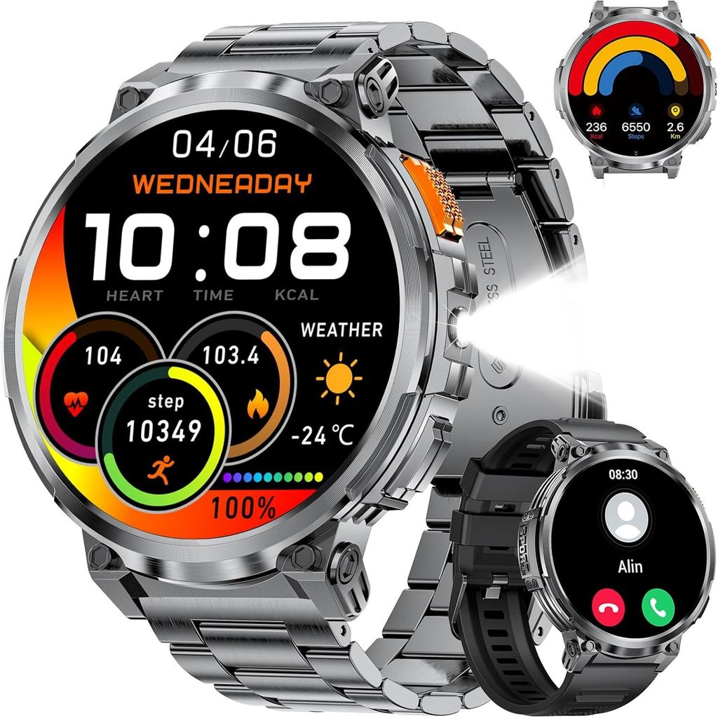 BENYAR SMART FV6-H Militär-Smartwatch Herren 1.85" HD Display, Bluetooth Anrufe, 120+ Sportmodi, Fitness & Outdoor Funktionen