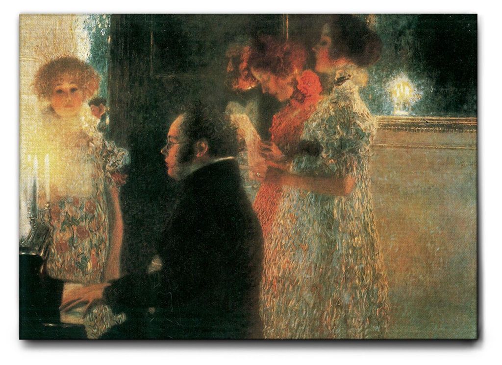 Giallobus - Schubert am Klavier - Gustav Klimt - 50L x 35B cm - Bild - Leinwand mit Standardrahmen
