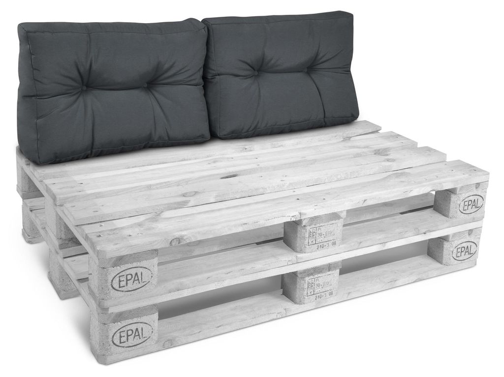 Beautissu 2X Rückenkissen Palettenkissen Outdoor Eco Style, 60x40cm, Grau