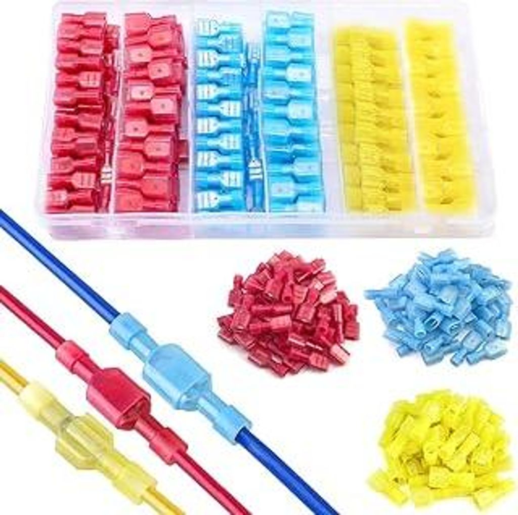 200 Stück Isolierte Flachsteckhülsen Set, Kabelschuhe Männlich Weiblich Vollisolierte Steckverbindungen Elektrische Steckverbinder kfz Flachstec...