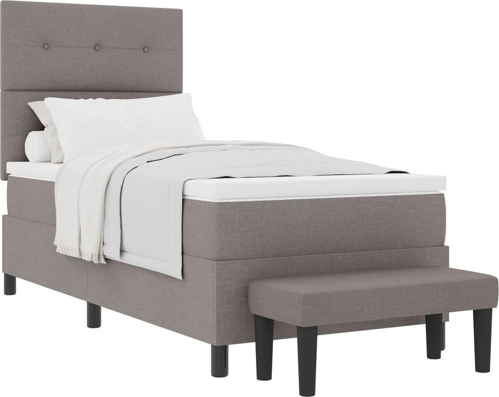 vidaXL Boxspringbett mit Kopfteil Taupe 100 x 200 cm Stoff
