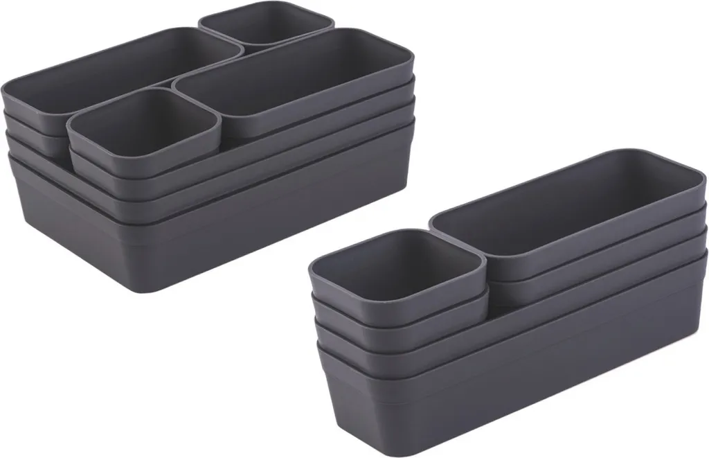 Set Organizer Cassetti Regolabili Antracite | Divisori Componibili Su Misura